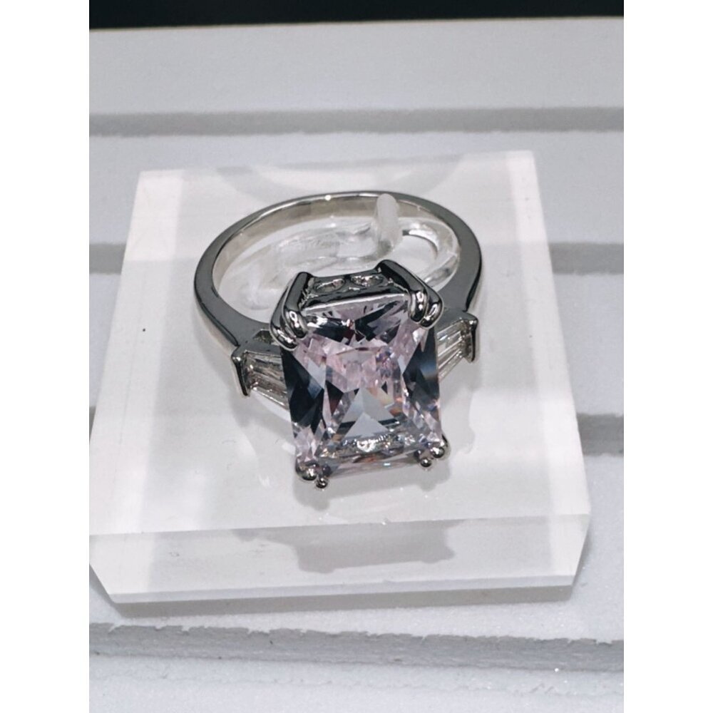 Silver Plated Cubic Zirconia Ring Size 9 - Picture 9 of 9